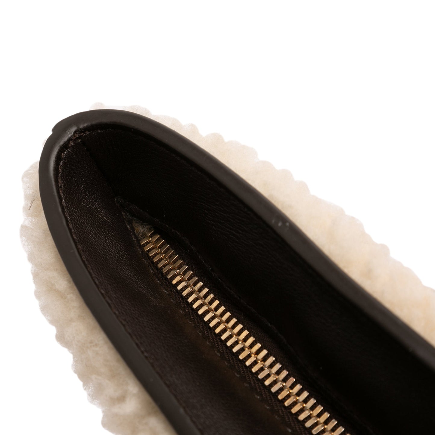 Shearling Trimmed Leather Clutch