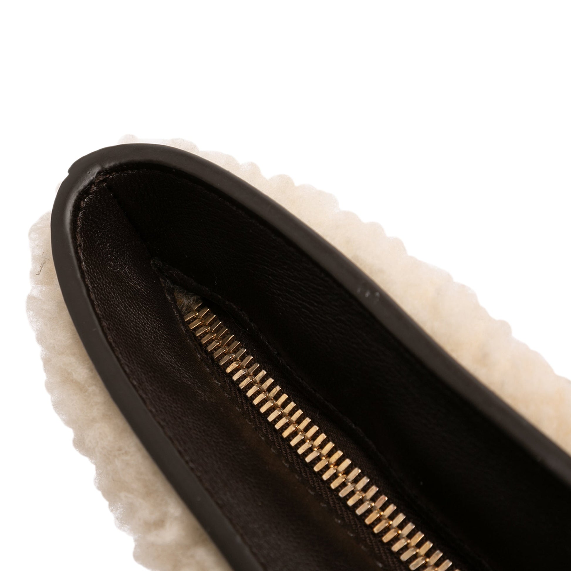 Shearling Trimmed Leather Clutch