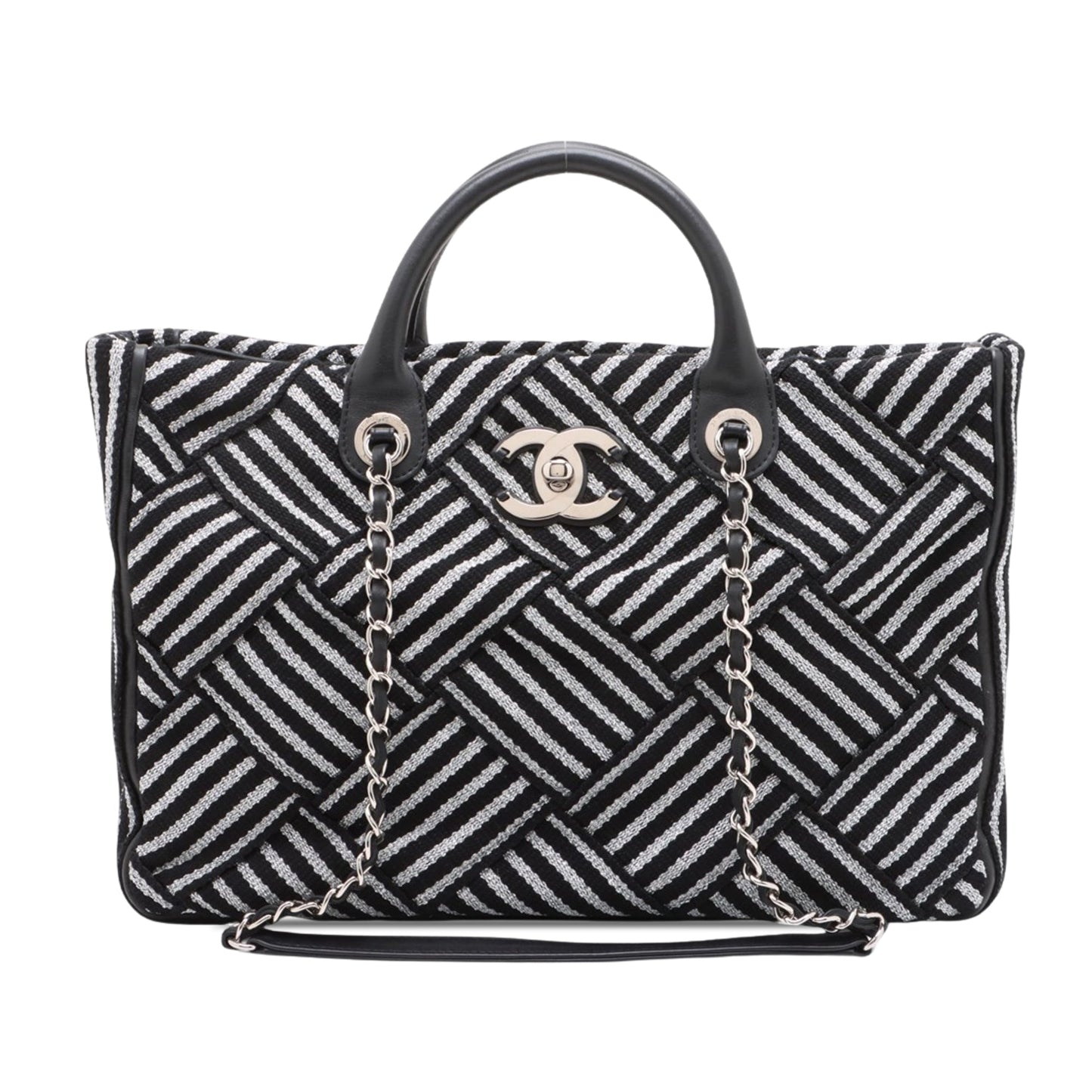 Chanel CC Woven Canvas Shopping Tote