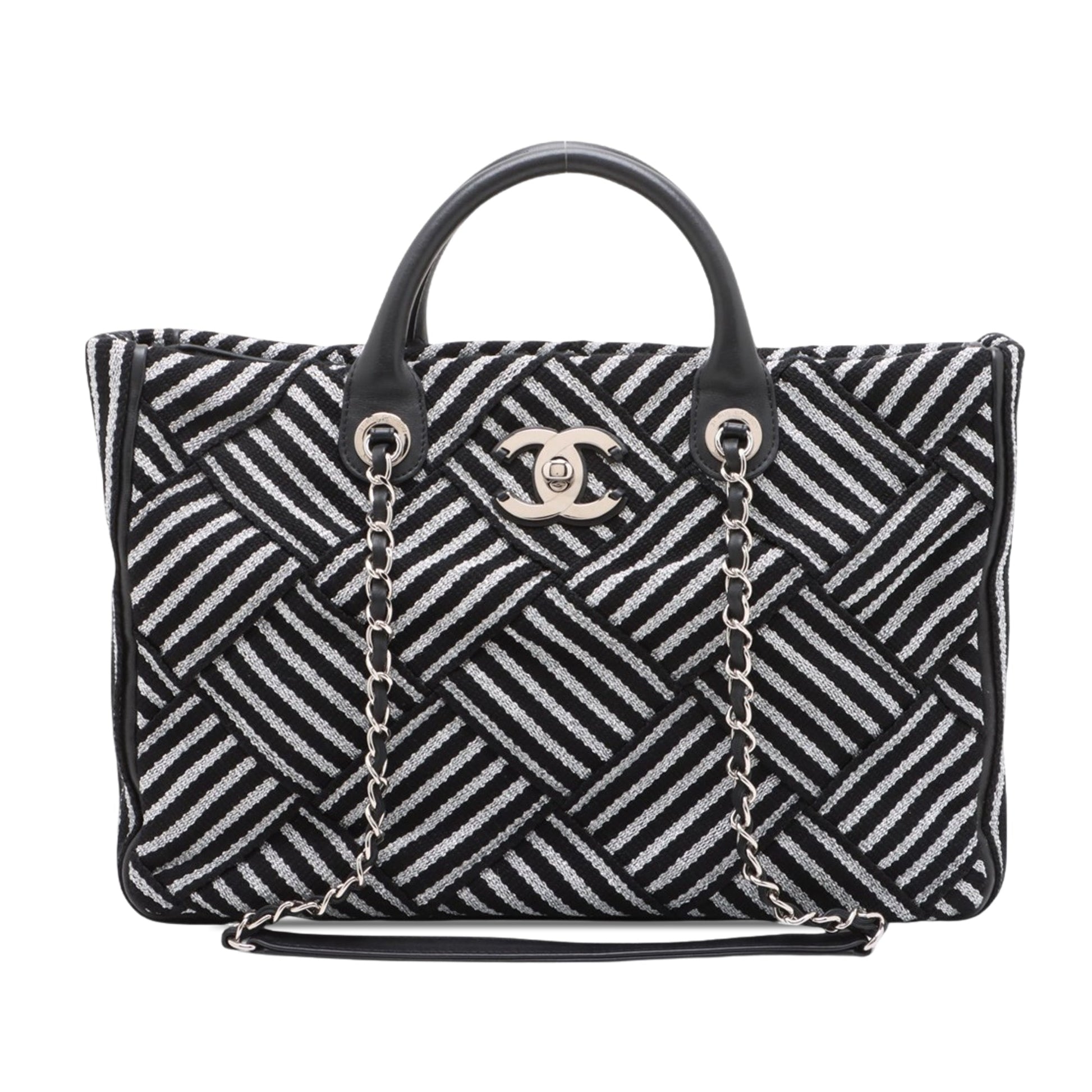Chanel CC Woven Canvas Shopping Tote