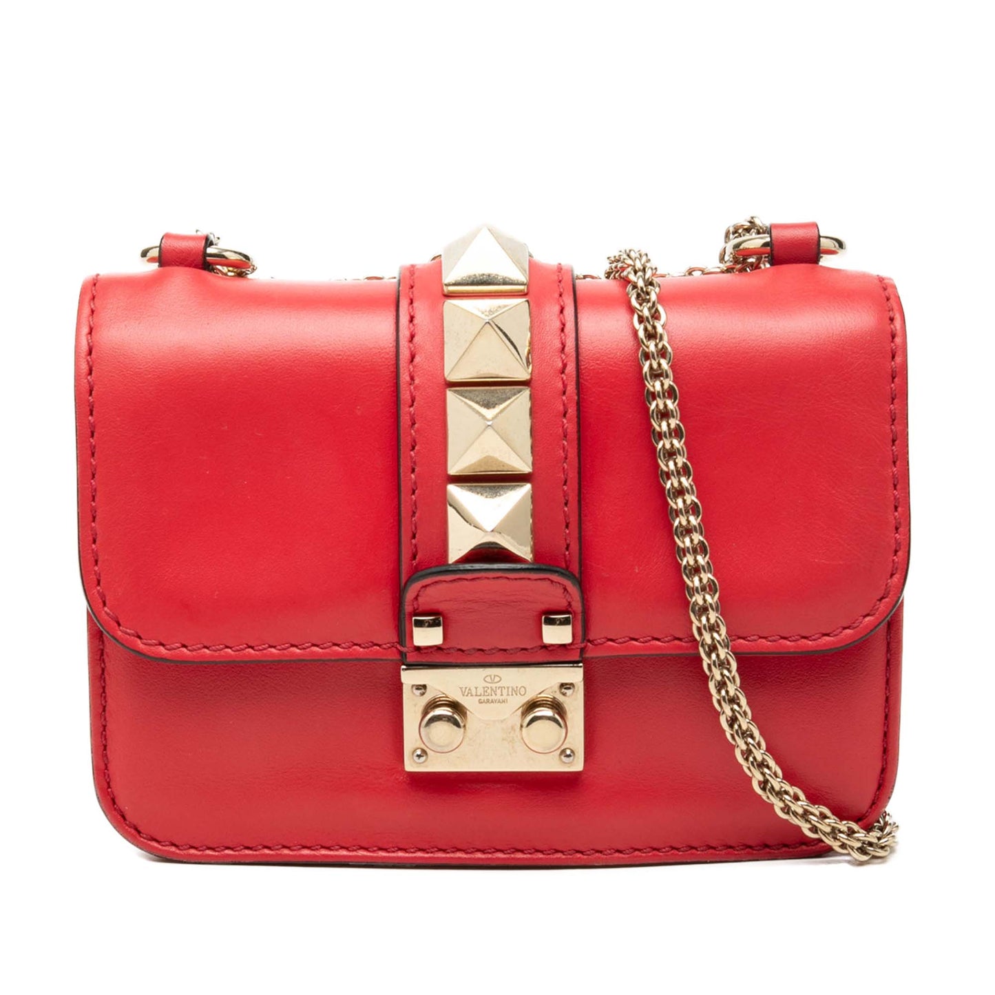 Valentino Mini Leather Rockstud Glam Lock Crossbody