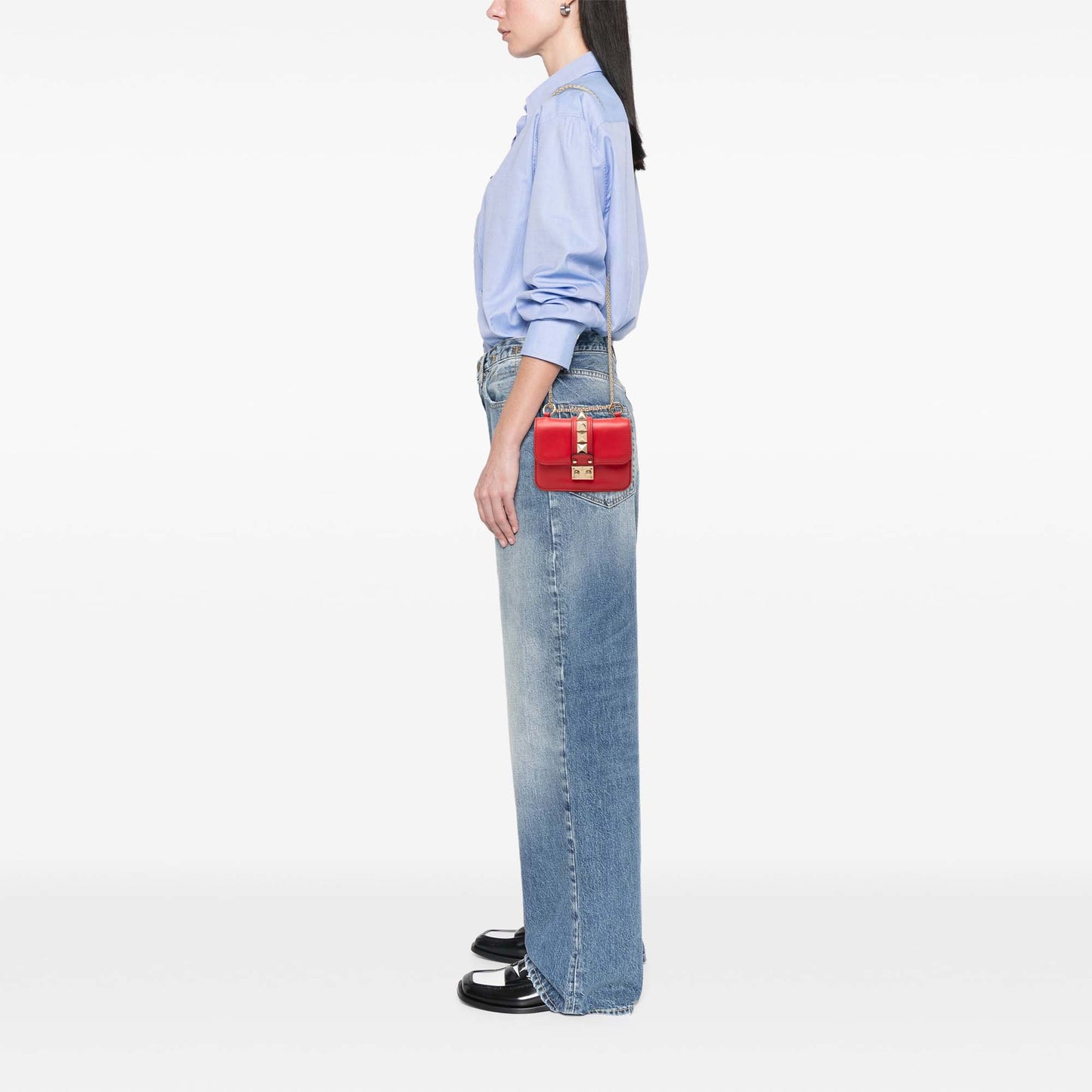 Valentino Mini Leather Rockstud Glam Lock Crossbody