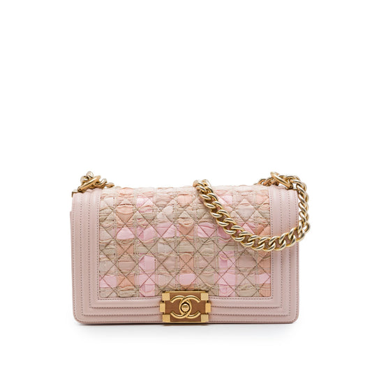Chanel Old Medium Tweed and Lambskin Boy Flap