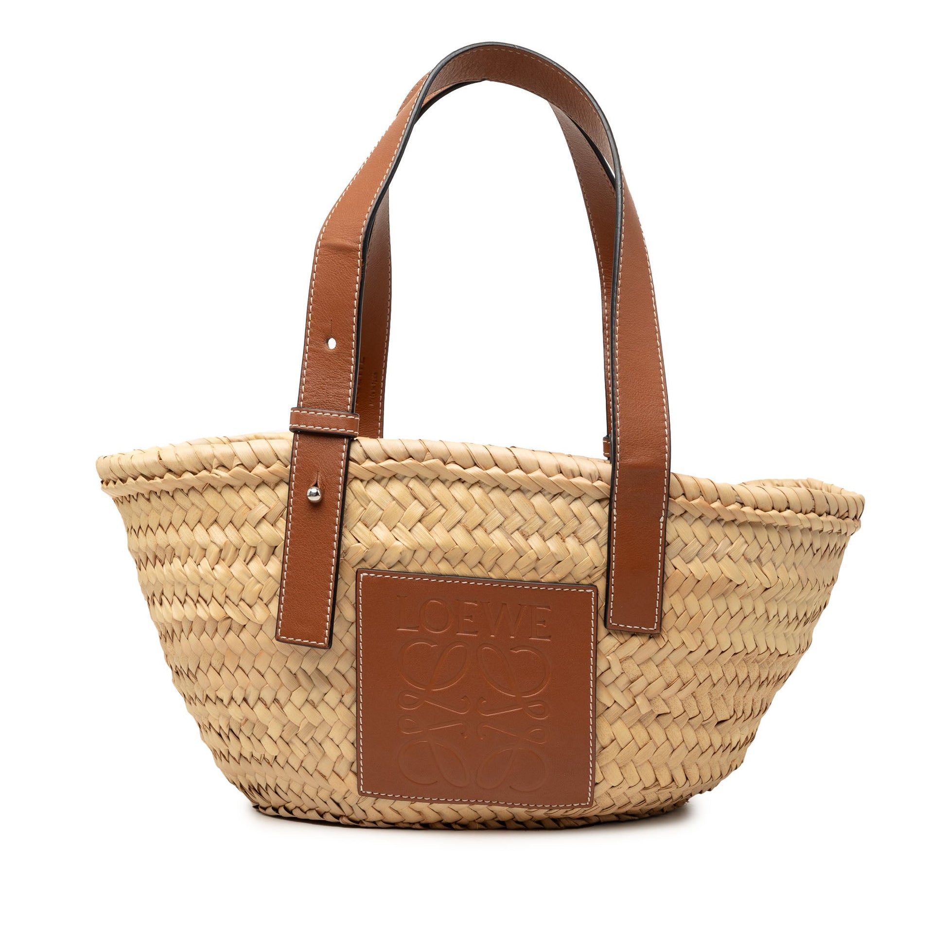 LOEWE Small Raffia Anagram Basket Tote