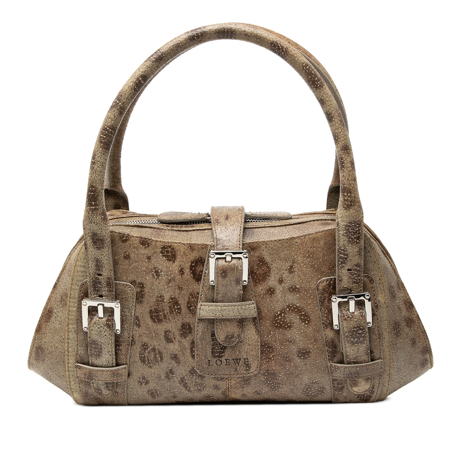 Leopard Printed Leather Senda Handbag