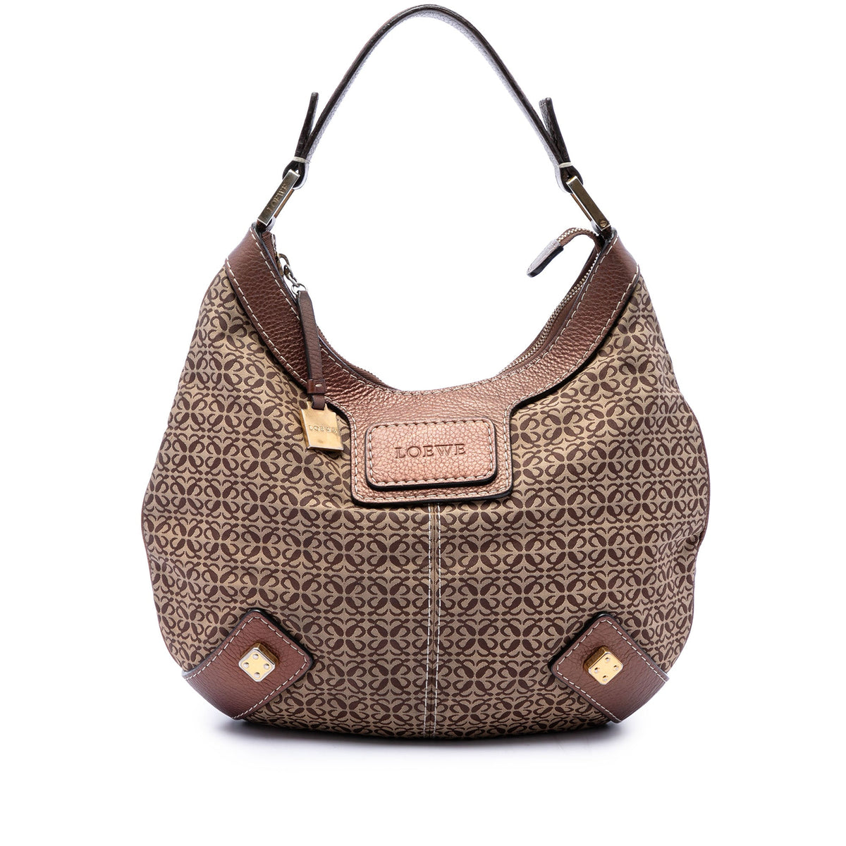 LOEWE Anagram Canvas New Road Hobo — Beige