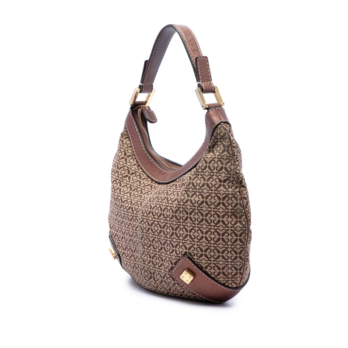 LOEWE Anagram Canvas New Road Hobo — Beige