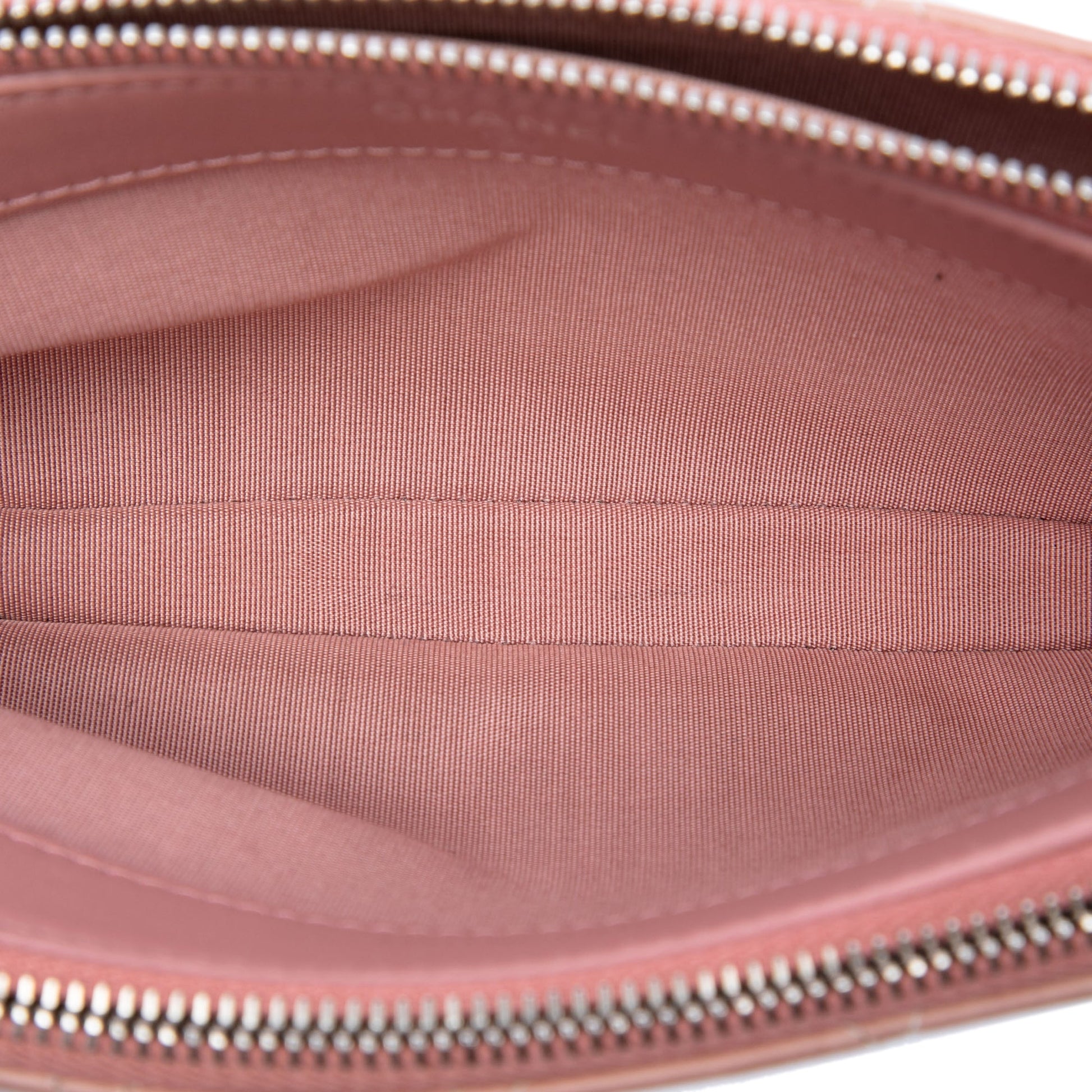 Chanel Ombre Calfskin Double Zip Clutch On Chain