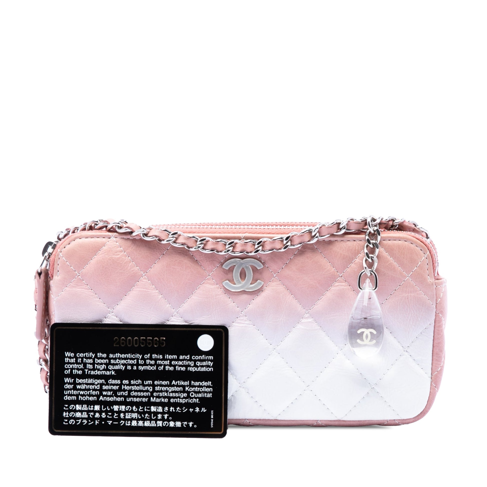 Chanel Ombre Calfskin Double Zip Clutch On Chain