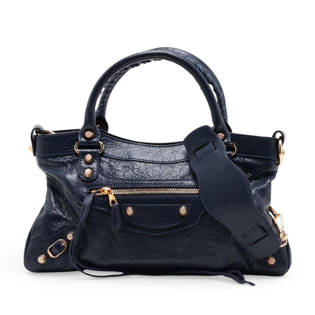 Balenciaga Lambskin Motocross Giant 21 First Satchel — Blue