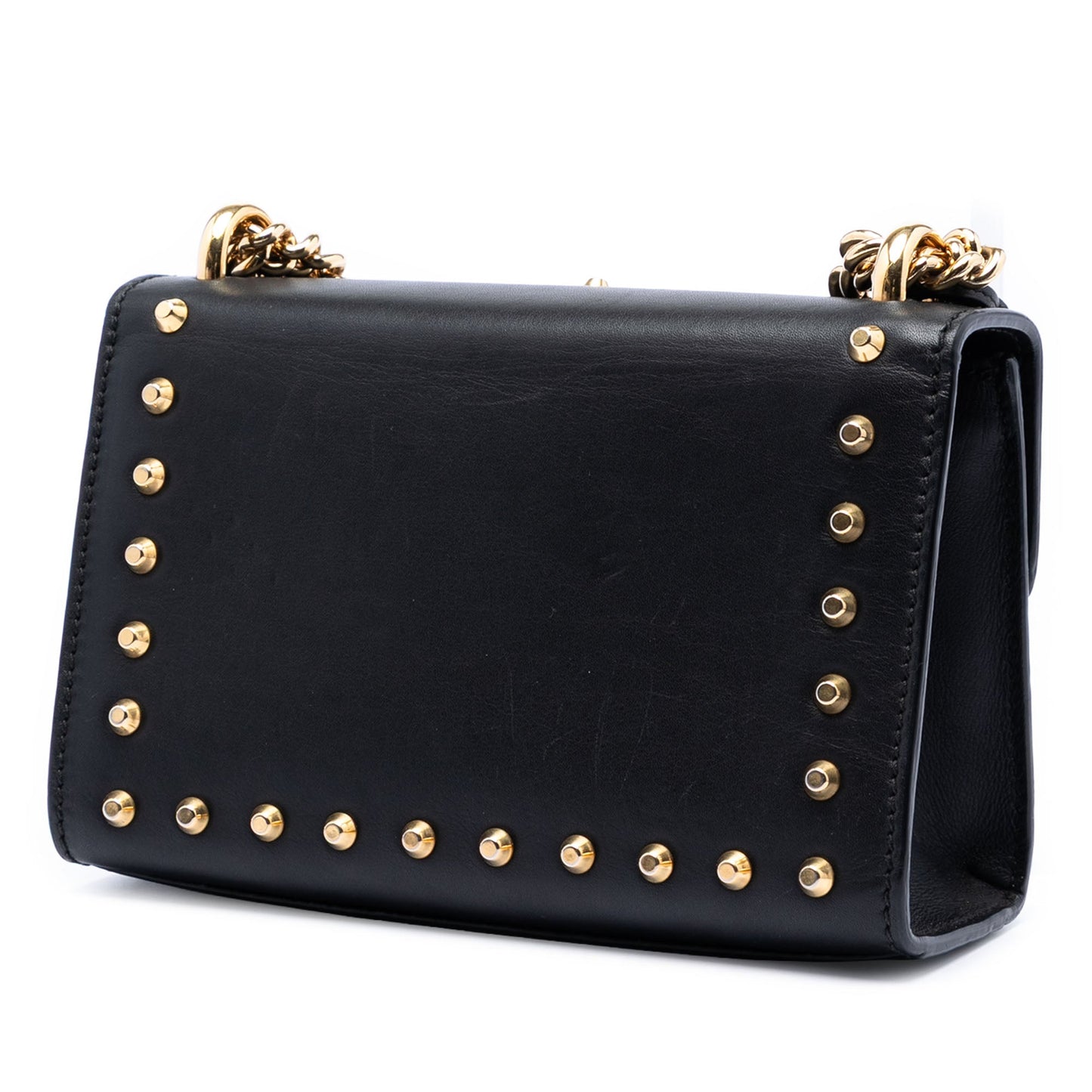 Gucci Small Pearl Studded Leather Padlock Crossbody