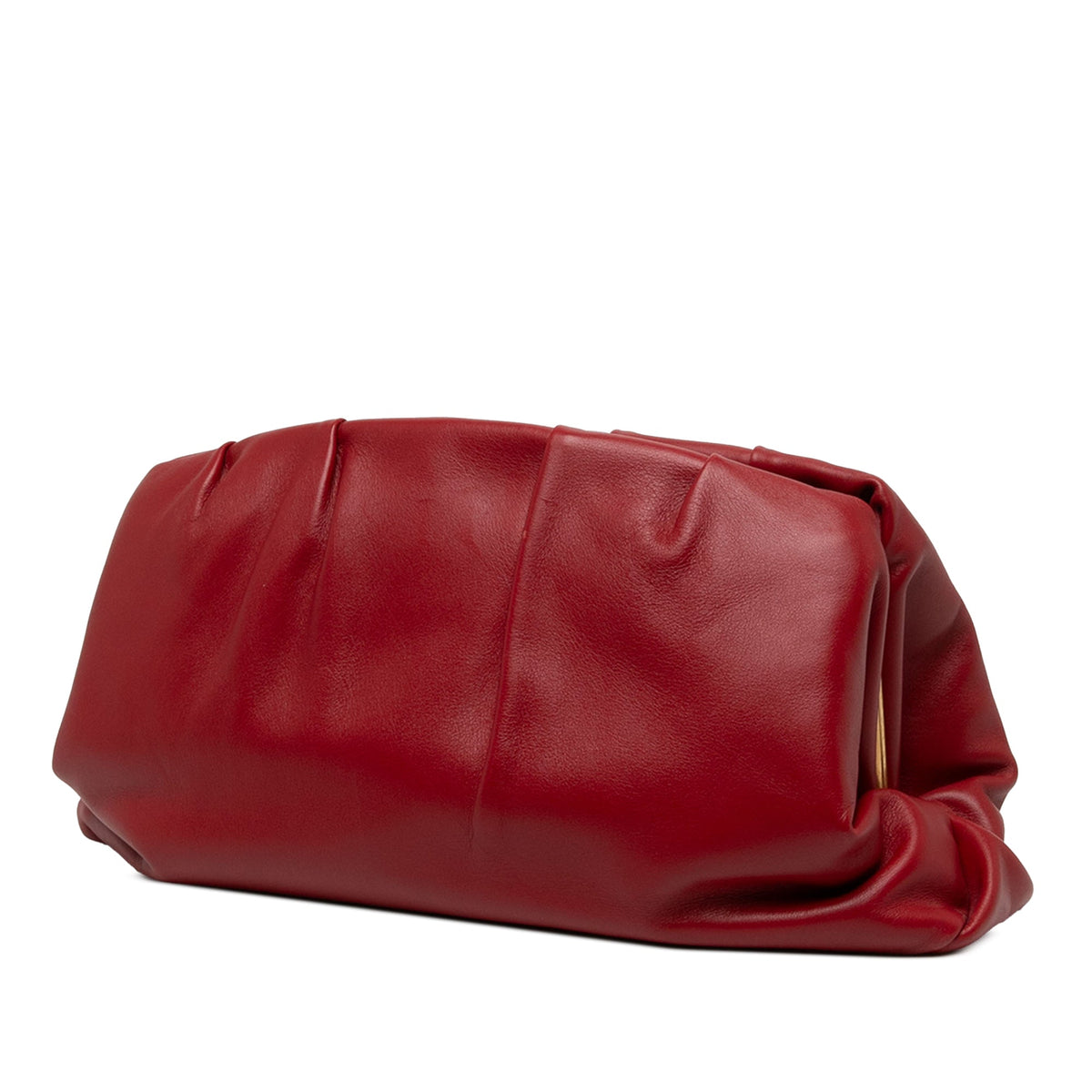 Celine Pleated Calfskin French Lock Clutch — Red
