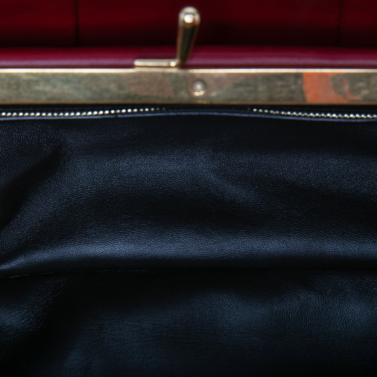 Celine Pleated Calfskin French Lock Clutch — Red