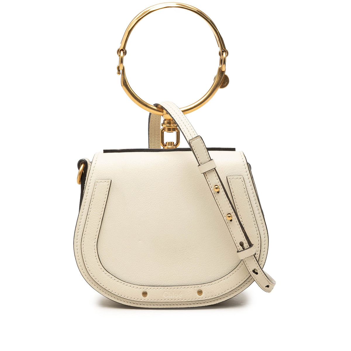 Chloé Small Leather Nile Bracelet Satchel — White