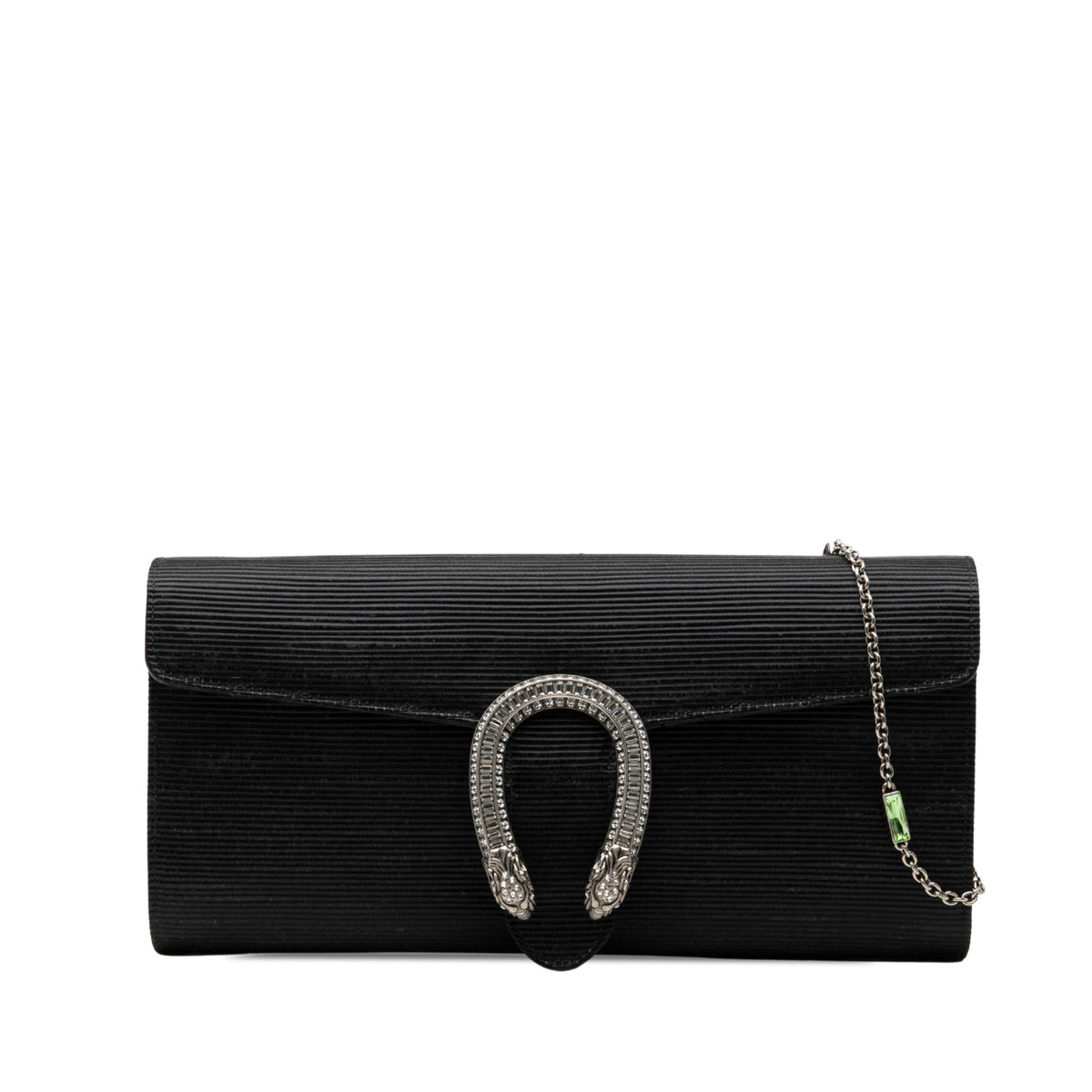 Gucci Ribbed Satin Crystal Dionysus Clutch on Chain