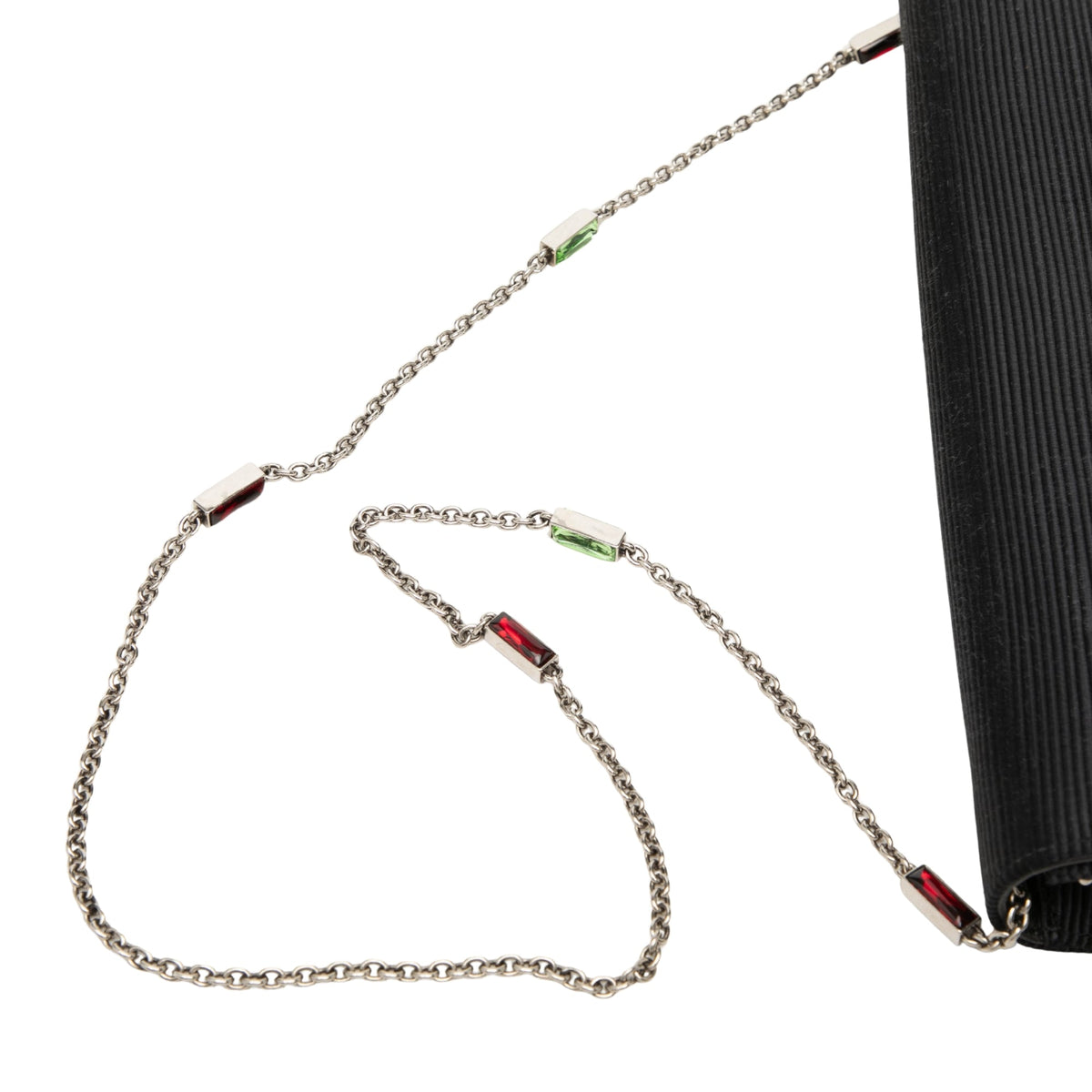 Gucci Ribbed Satin Crystal Dionysus Clutch on Chain
