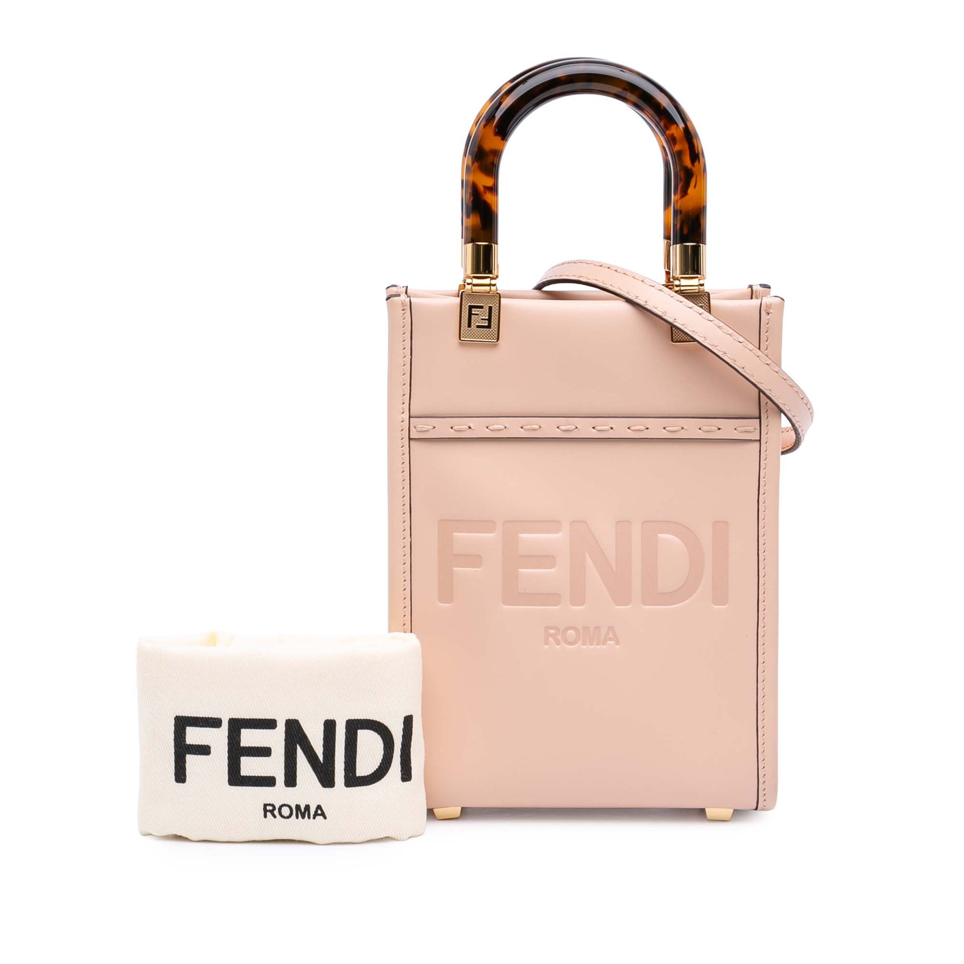 Fendi Mini Leather Sunshine Shopper Tote