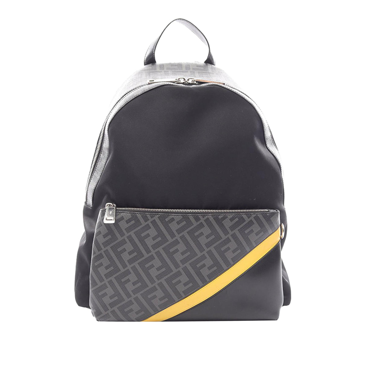 Fendi Zucca Coated Canvas and Nylon Diagonal Backpack — Black