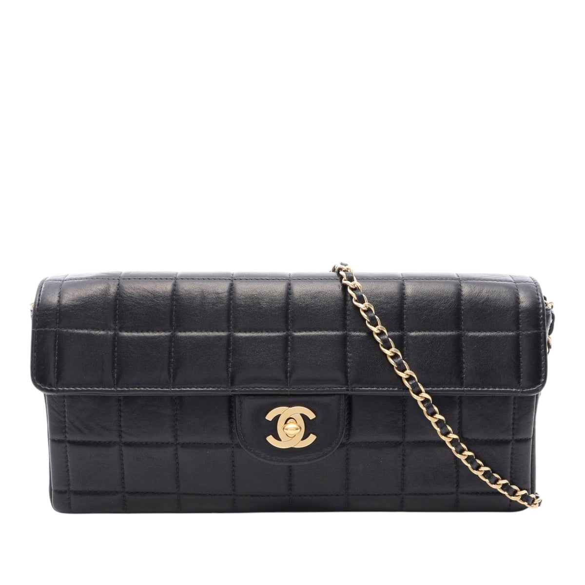 Chanel CC Choco Bar Lambskin Turnlock East West Flap