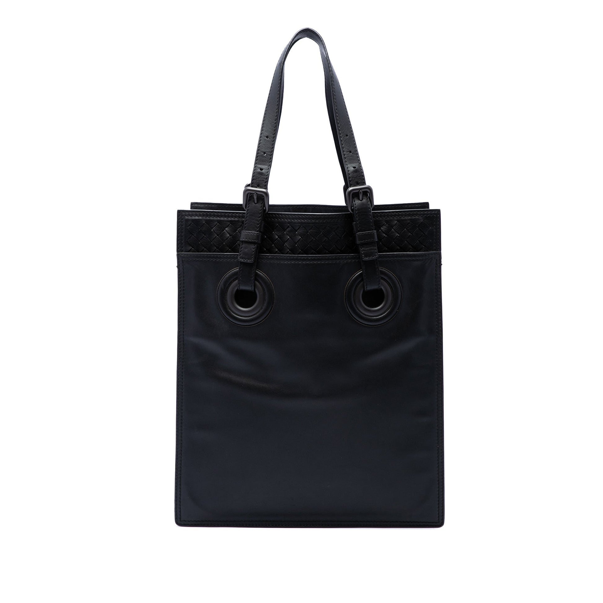 Bottega Veneta Intrecciato Trimmed Leather Oculus Tote