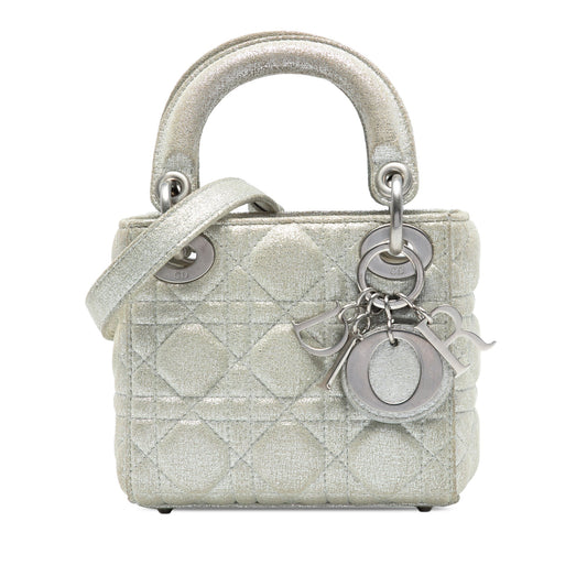 Dior Micro Metallic Calfskin Cannage Lady Dior