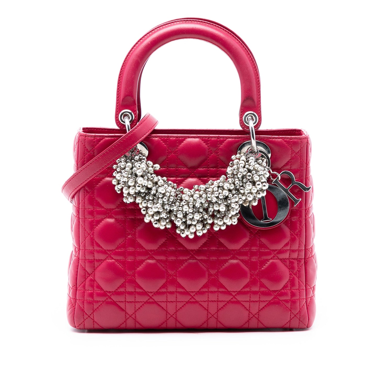 Dior Medium Lambskin Cannage Pearl Lady Dior