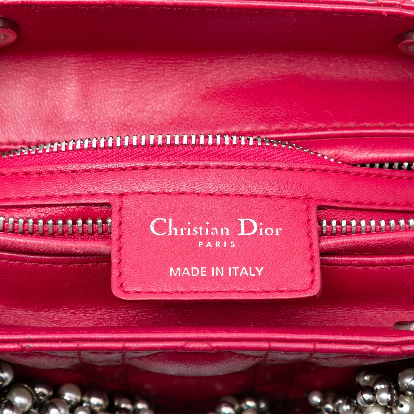 Dior Medium Lambskin Cannage Pearl Lady Dior