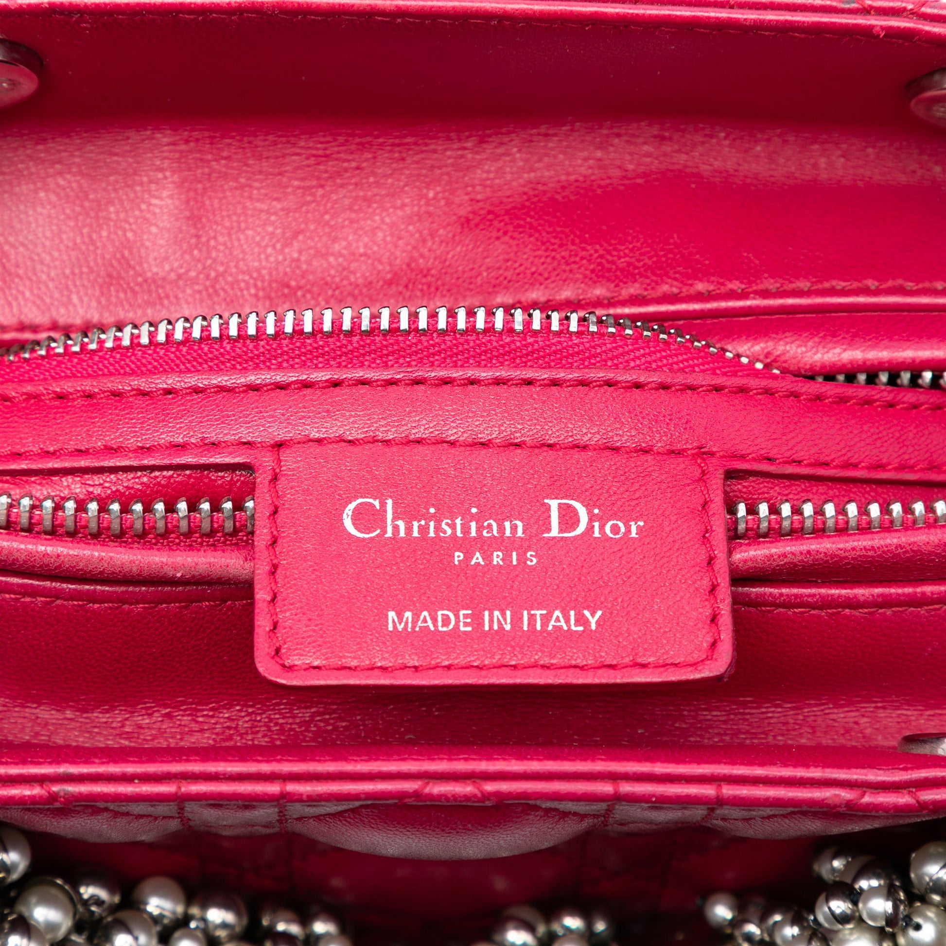 Dior Medium Lambskin Cannage Pearl Lady Dior