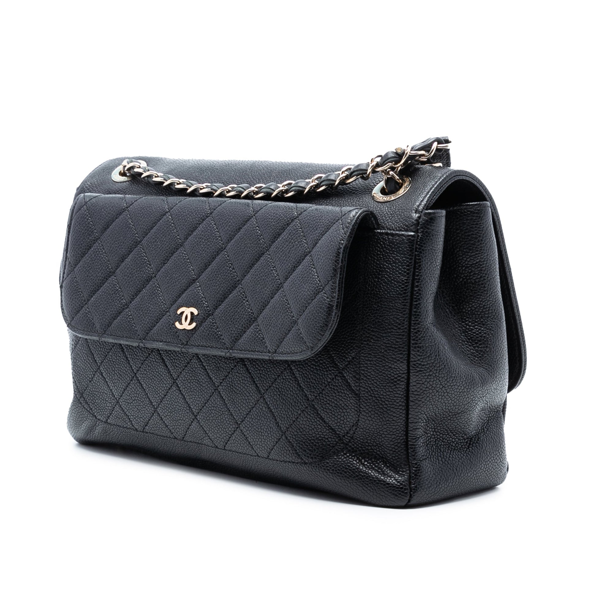 Chanel Quilted Caviar CC Plate Flap Pocket Shoulder Bag