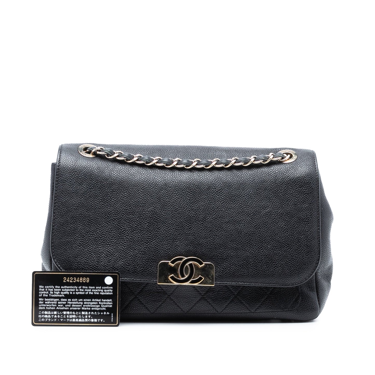 Chanel Quilted Caviar CC Plate Flap Pocket Shoulder Bag