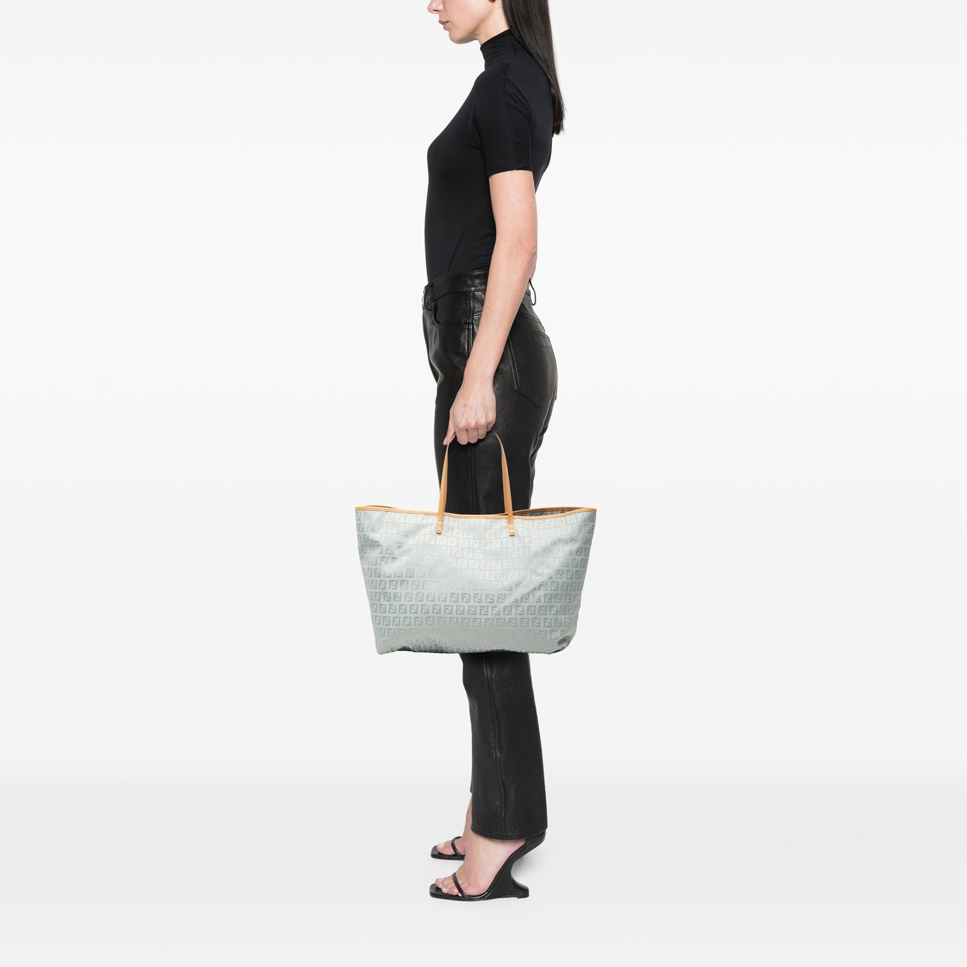 Fendi Large Zucchino Canvas Roll Tote