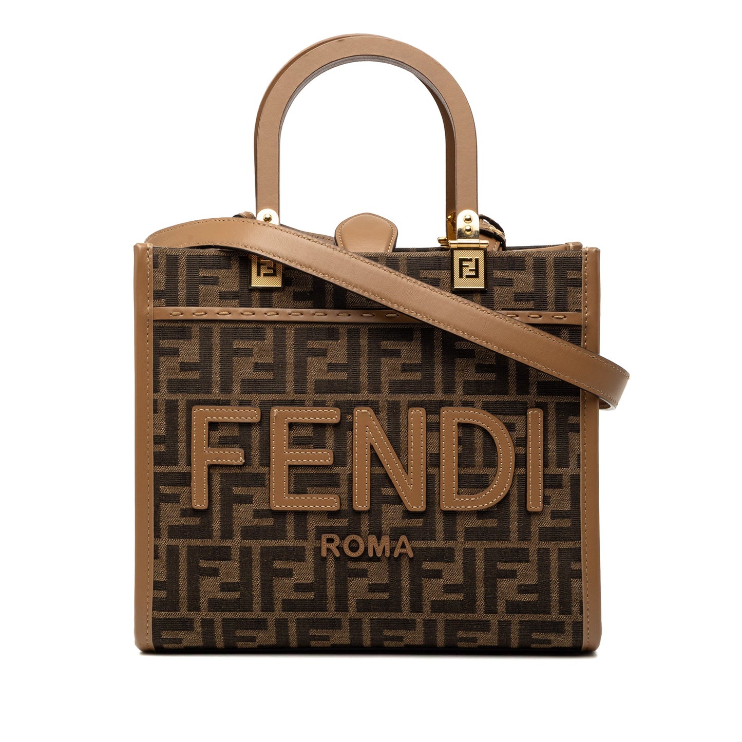 Fendi Small Zucca Canvas Sunshine Shopper Tote