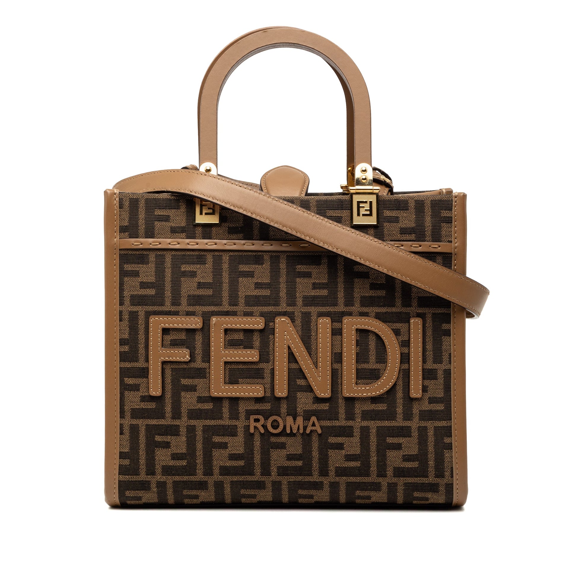 Fendi Small Zucca Canvas Sunshine Shopper Tote