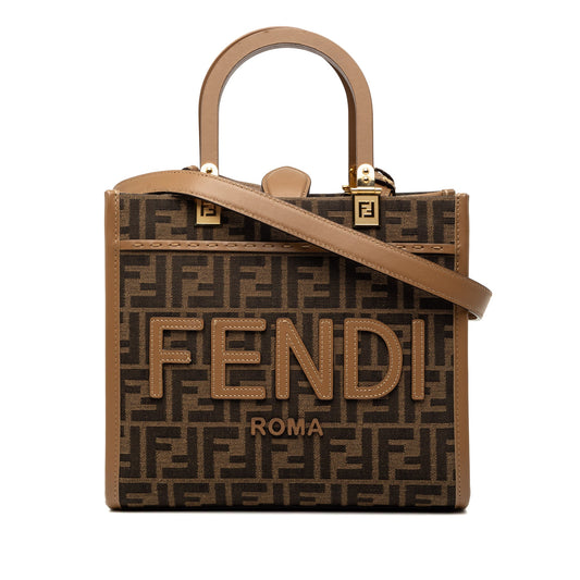 Fendi Small Zucca Canvas Sunshine Shopper Tote