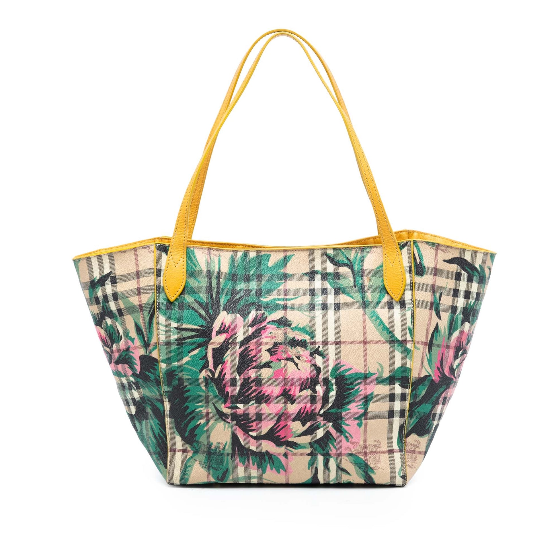 Burberry Small Haymarket Check Coated Canvas Floral Print Canterbury Tote