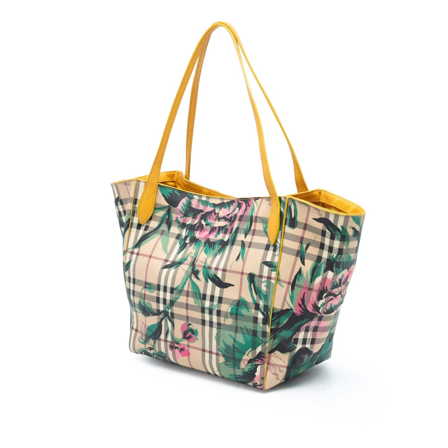 Burberry Small Haymarket Check Coated Canvas Floral Print Canterbury Tote