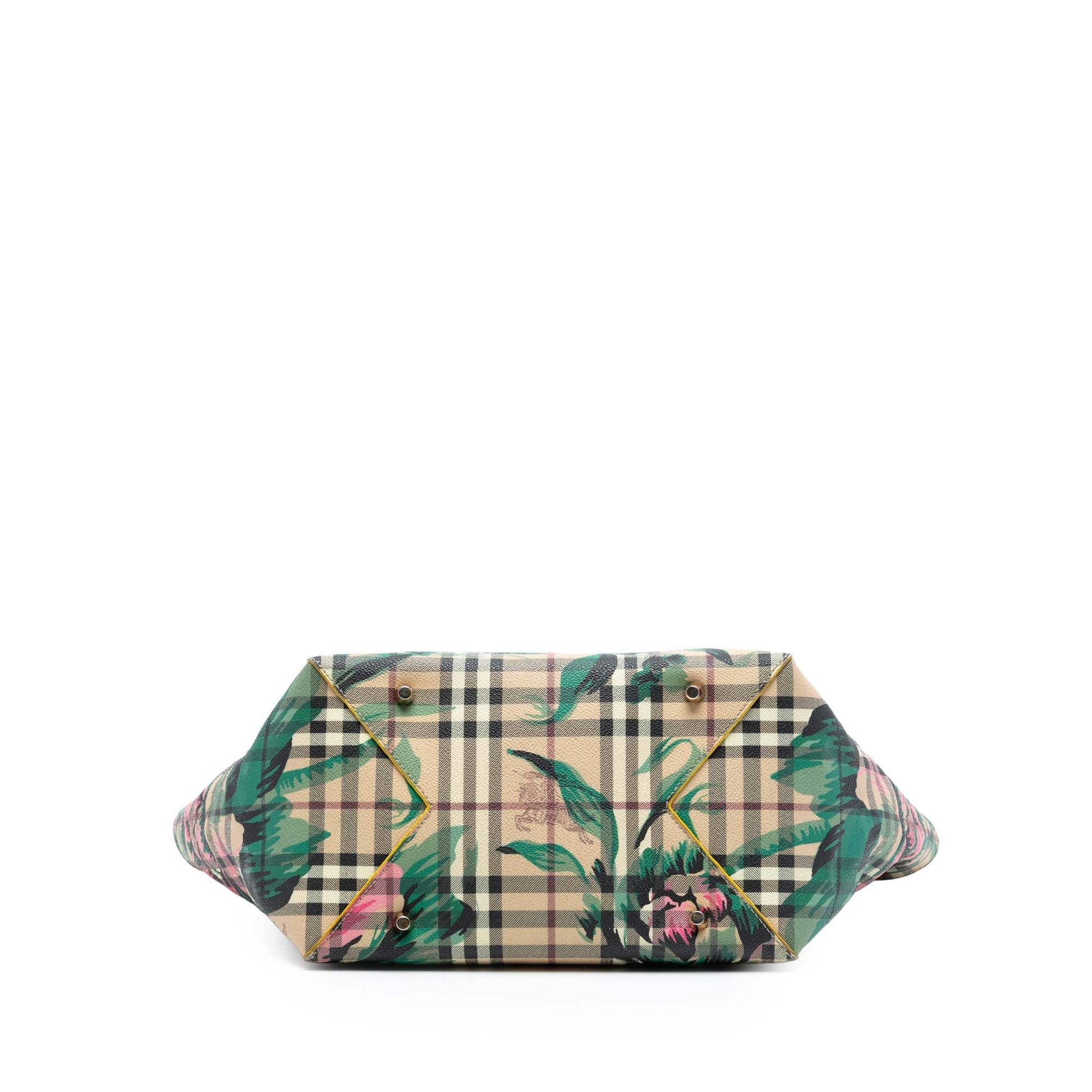 Burberry Small Haymarket Check Coated Canvas Floral Print Canterbury Tote