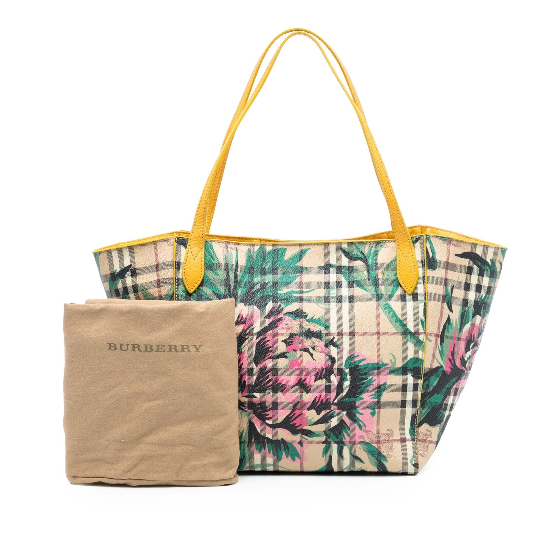 Burberry Small Haymarket Check Coated Canvas Floral Print Canterbury Tote