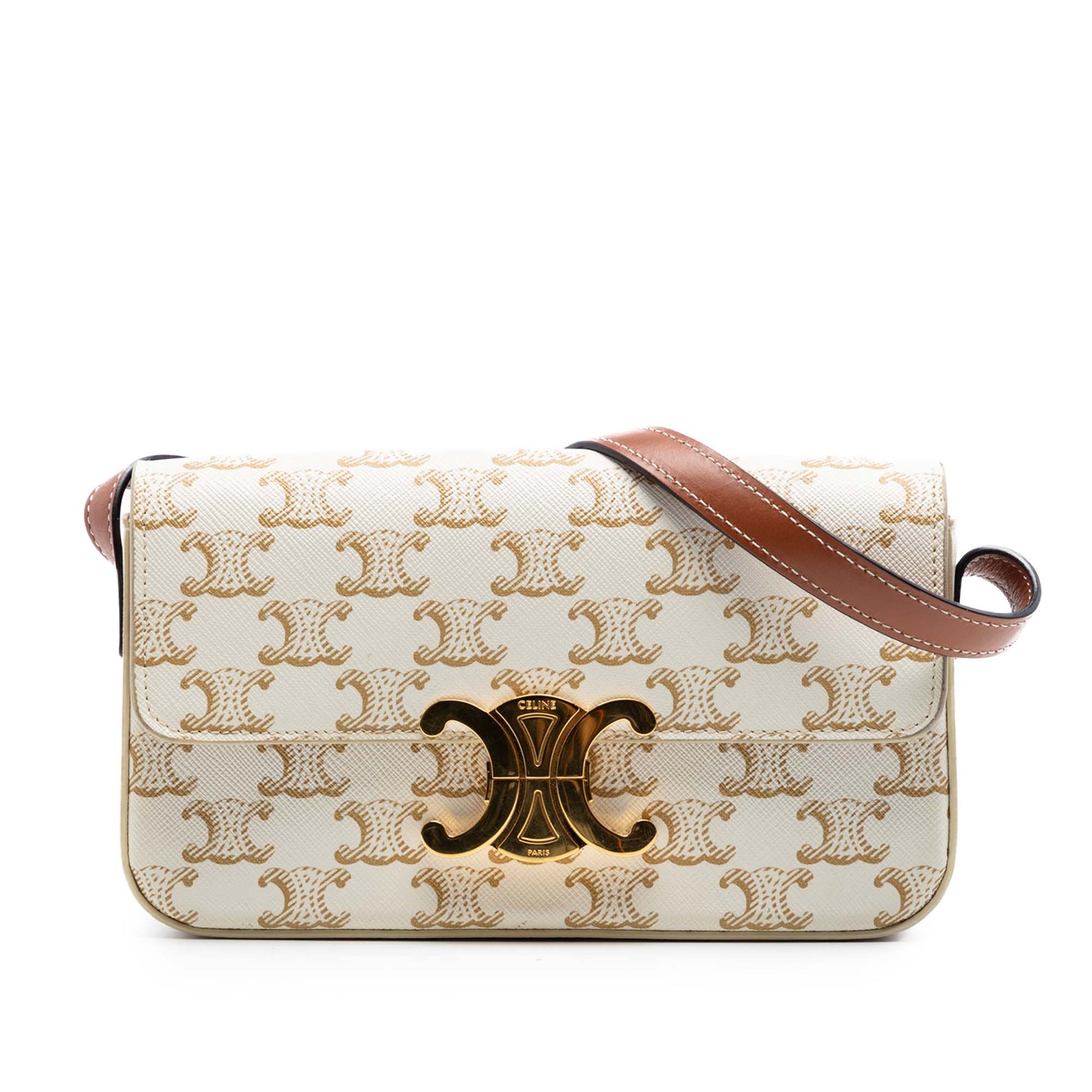 Celine Triomphe Coated Canvas Claude Shoulder Bag