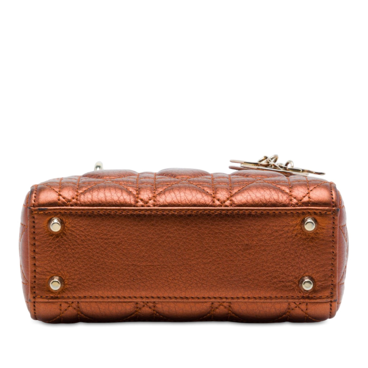 Dior Mini Metallic Calfskin Cannage Lady Dior — Brown