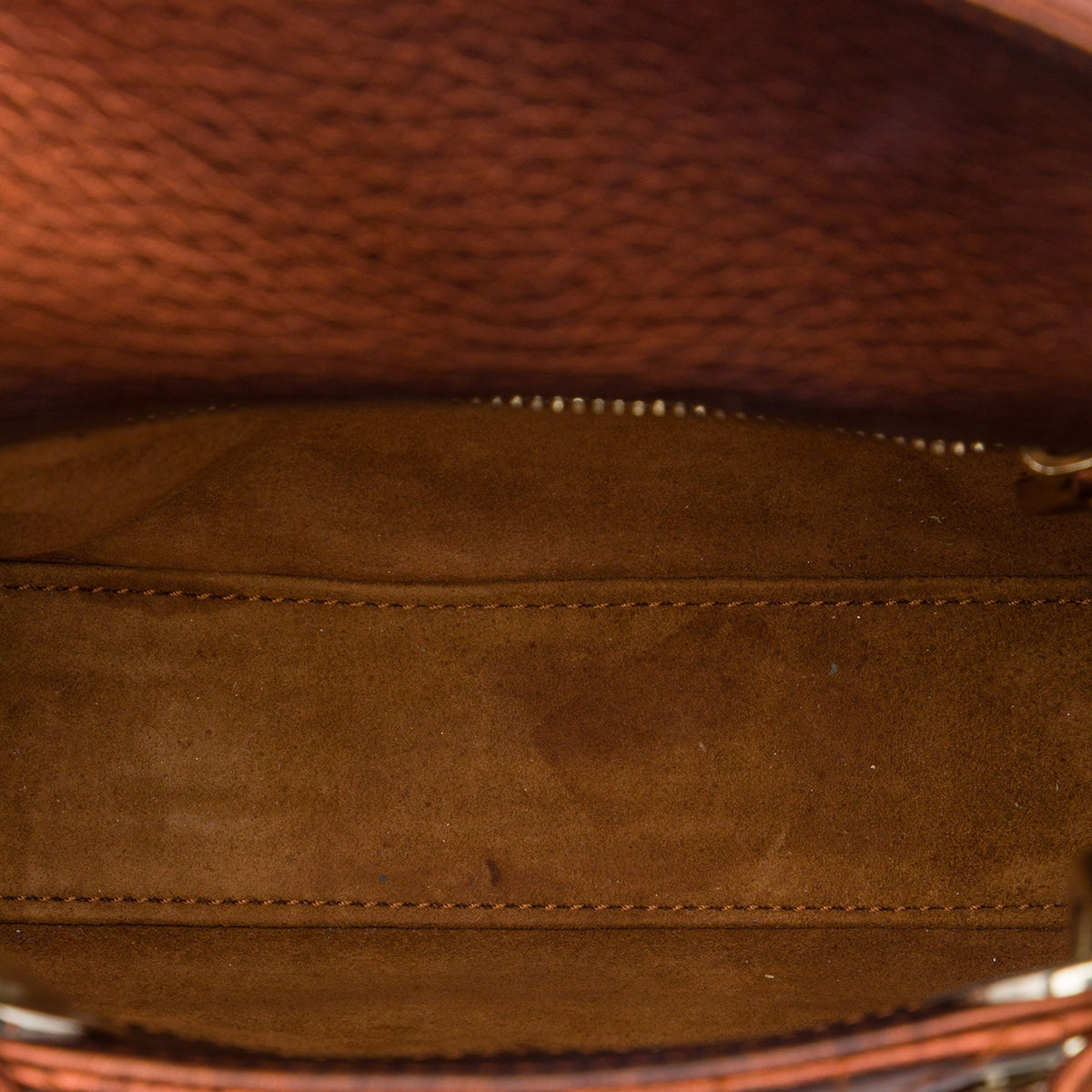 Dior Mini Metallic Calfskin Cannage Lady Dior — Brown