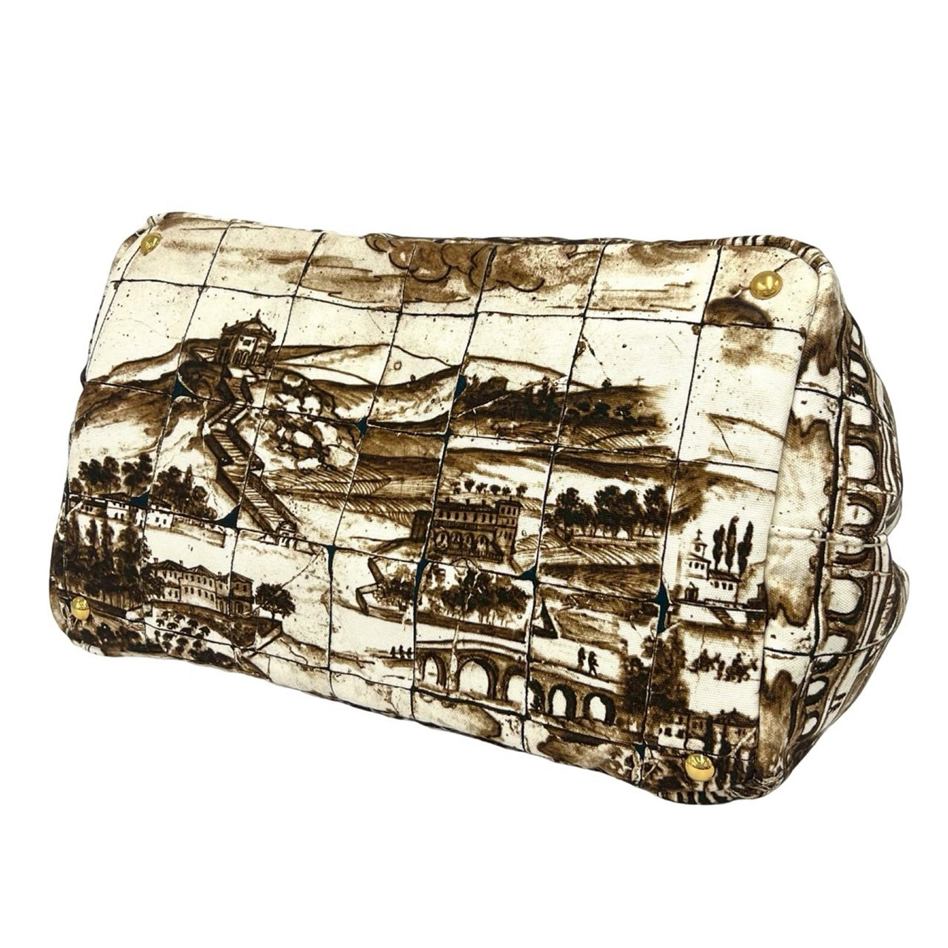 Prada Large Canvas Canapa Azulejos Satchel