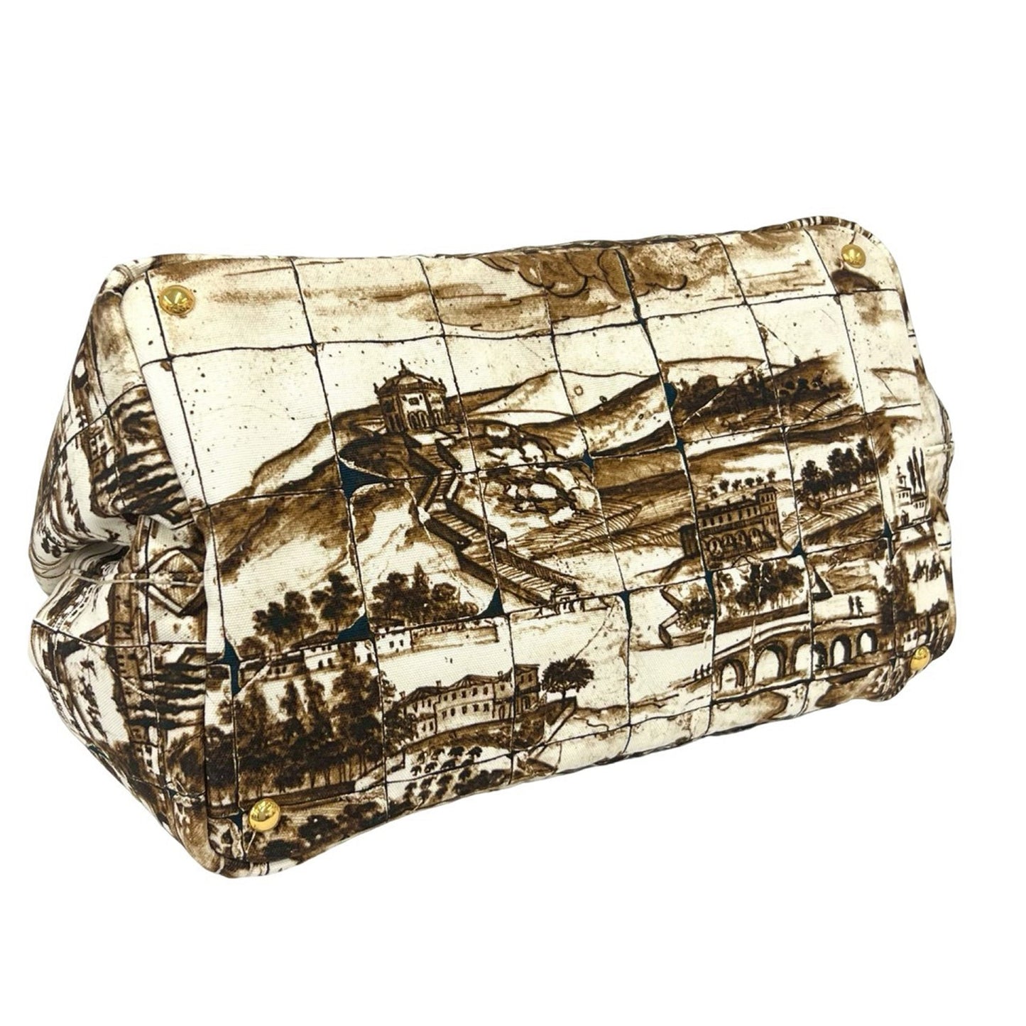Prada Large Canvas Canapa Azulejos Satchel