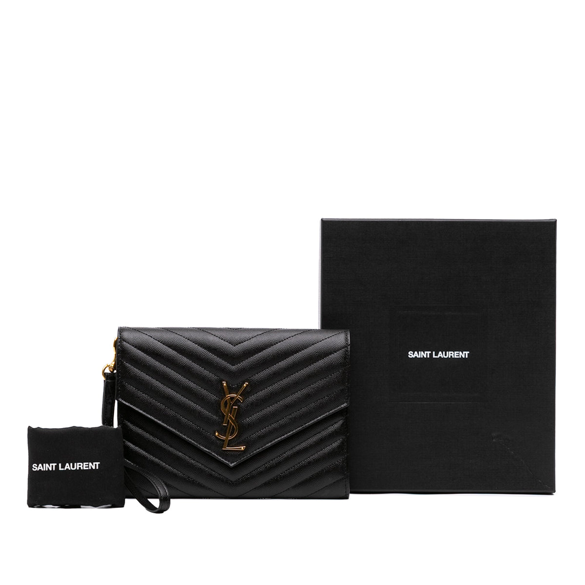 Saint Laurent Grain De Poudre Matelasse Cassandre Flap Pouch
