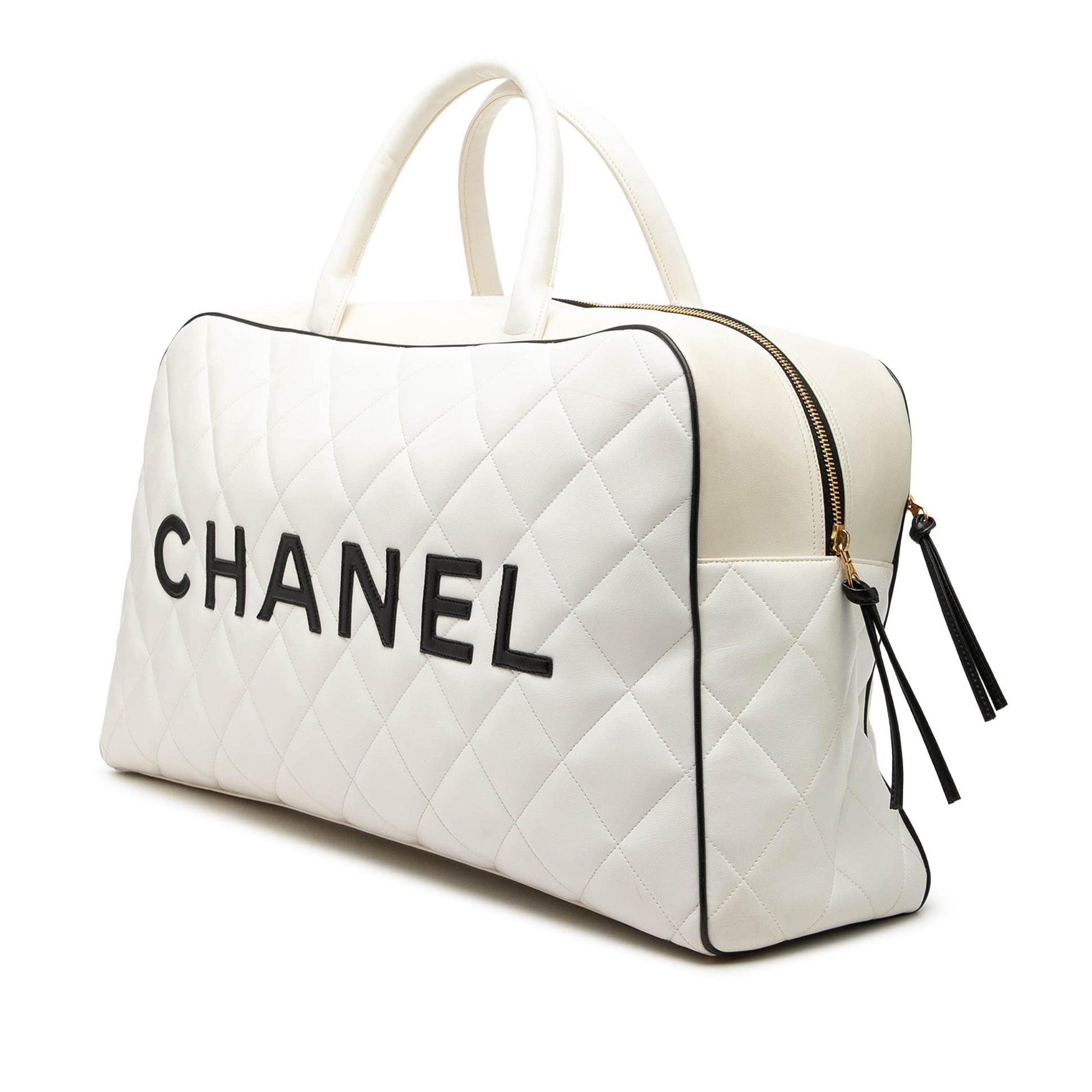 Chanel Quilted Lambskin Grand Logo Duffle Bag