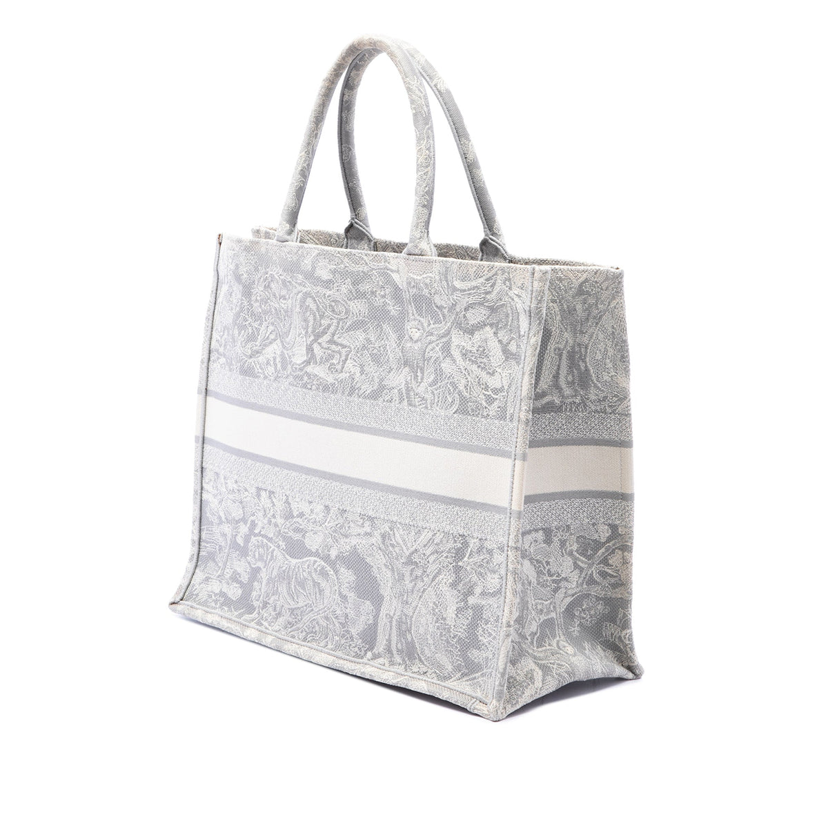 Dior Large Canvas Embroidered Dioriviera Toile De Jouy Book Tote — Gray