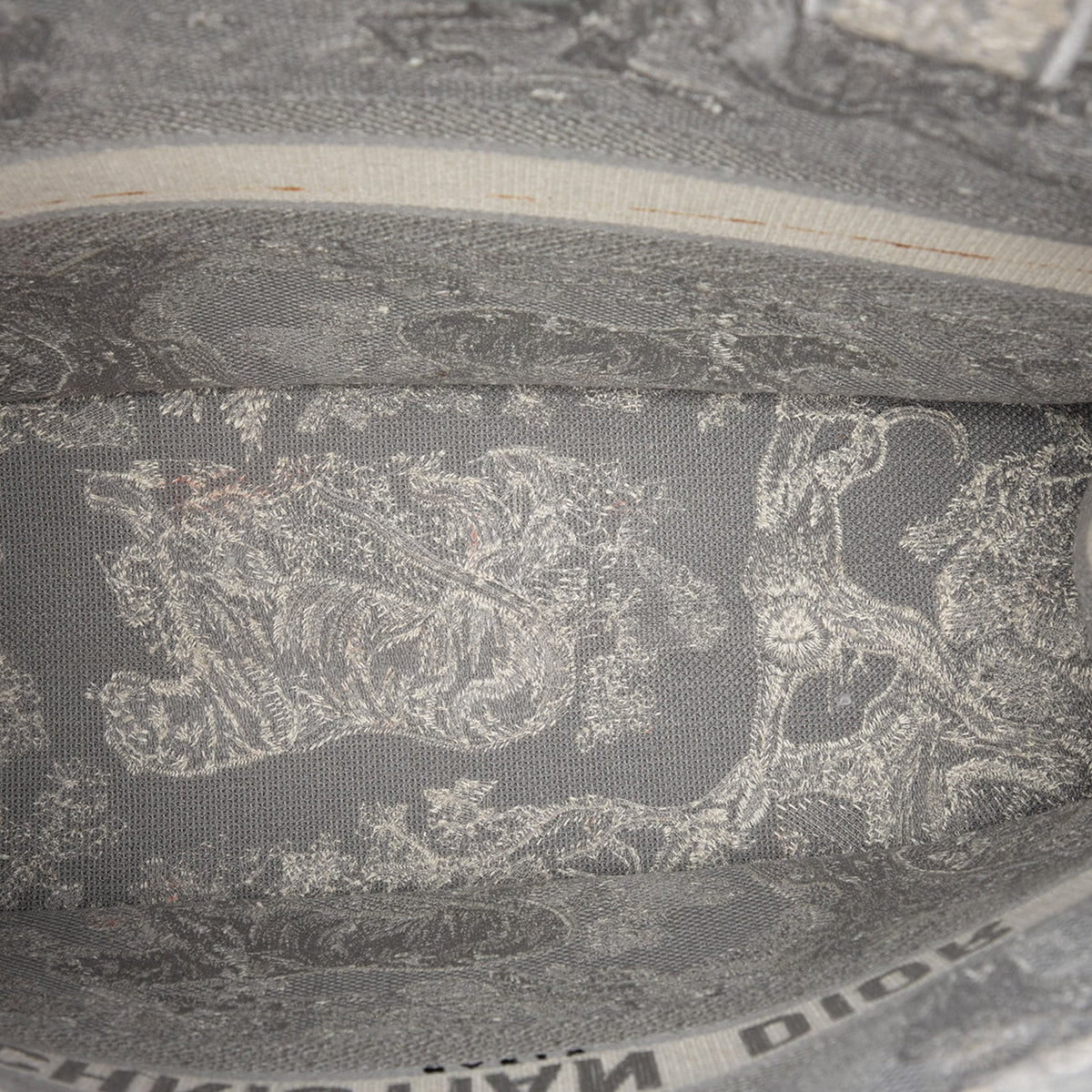Dior Large Canvas Embroidered Dioriviera Toile De Jouy Book Tote — Gray