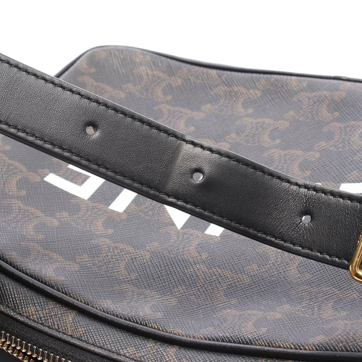 Celine Medium Triomphe Coated Canvas Logo Crossbody — Black