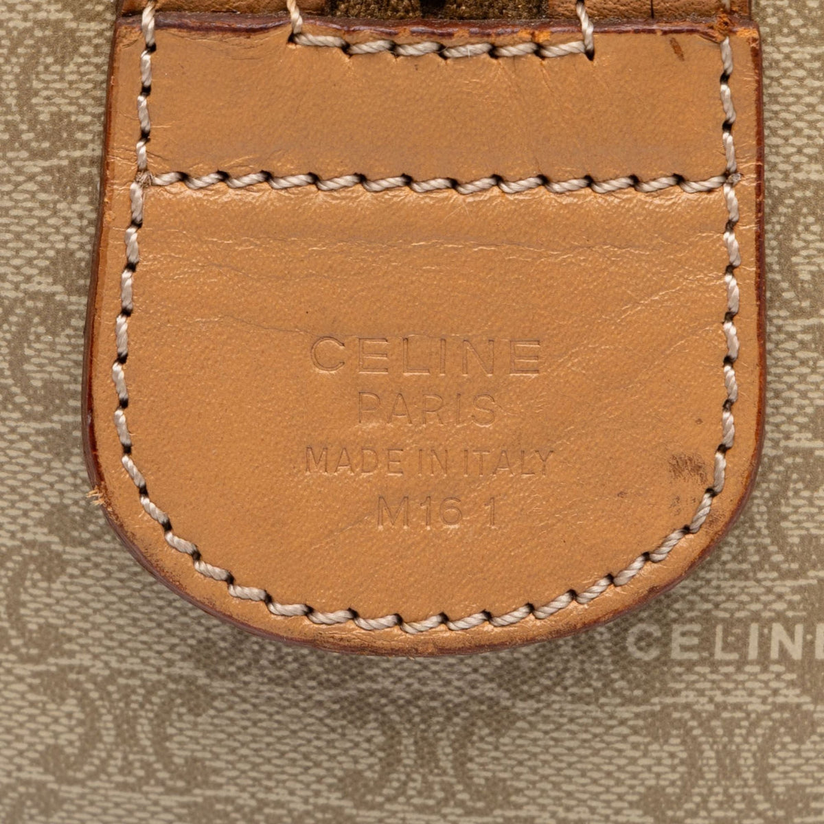Celine Macadam Coated Canvas Boston Bag — Beige