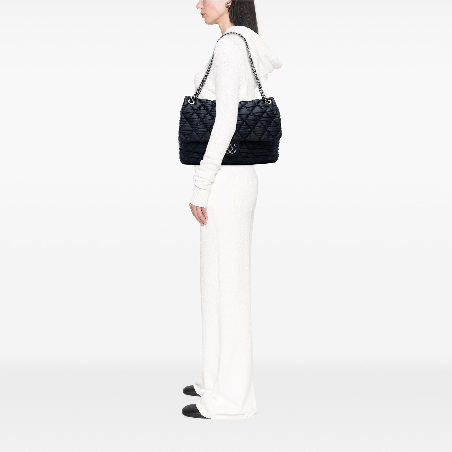 Chanel Extra Large CC Quilted Satin Single Flap
